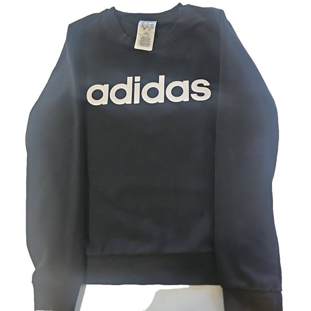 Adidas Women's Small Black Crewneck Sweatshirt White Logo Pullover